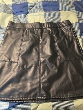 Maurices Black Faux Leather Mini Skirt with Elastic Waist
